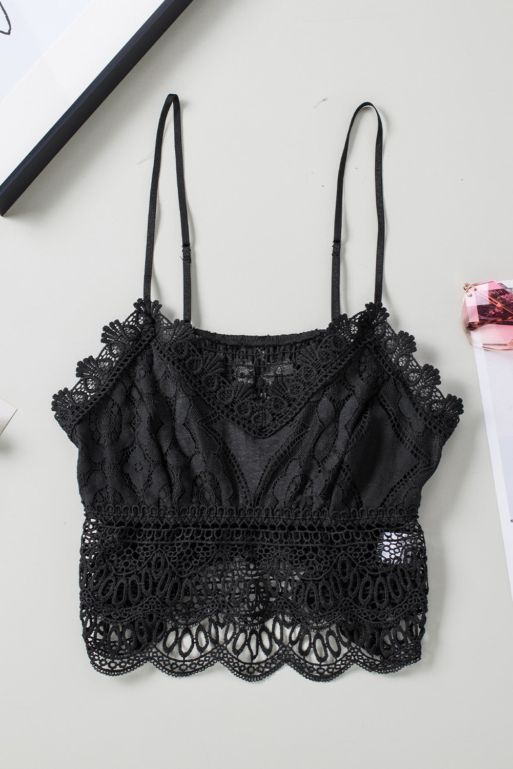 Lace Crochet Smocked Camisole Top
