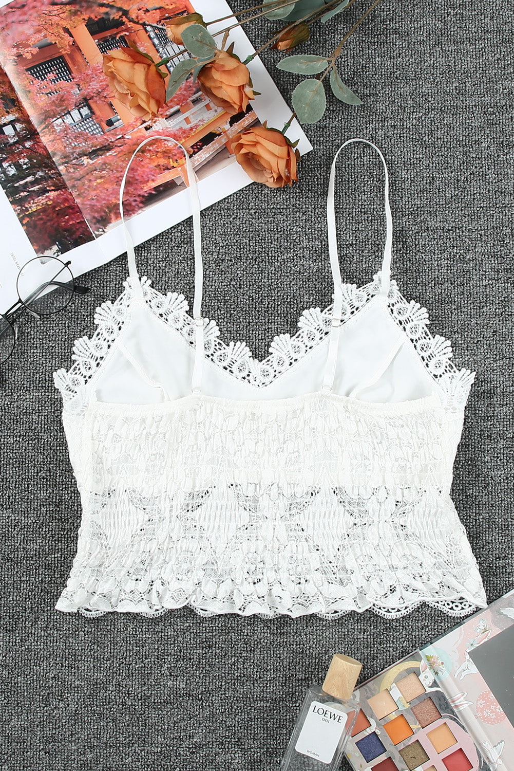 Lace Crochet Smocked Camisole Top