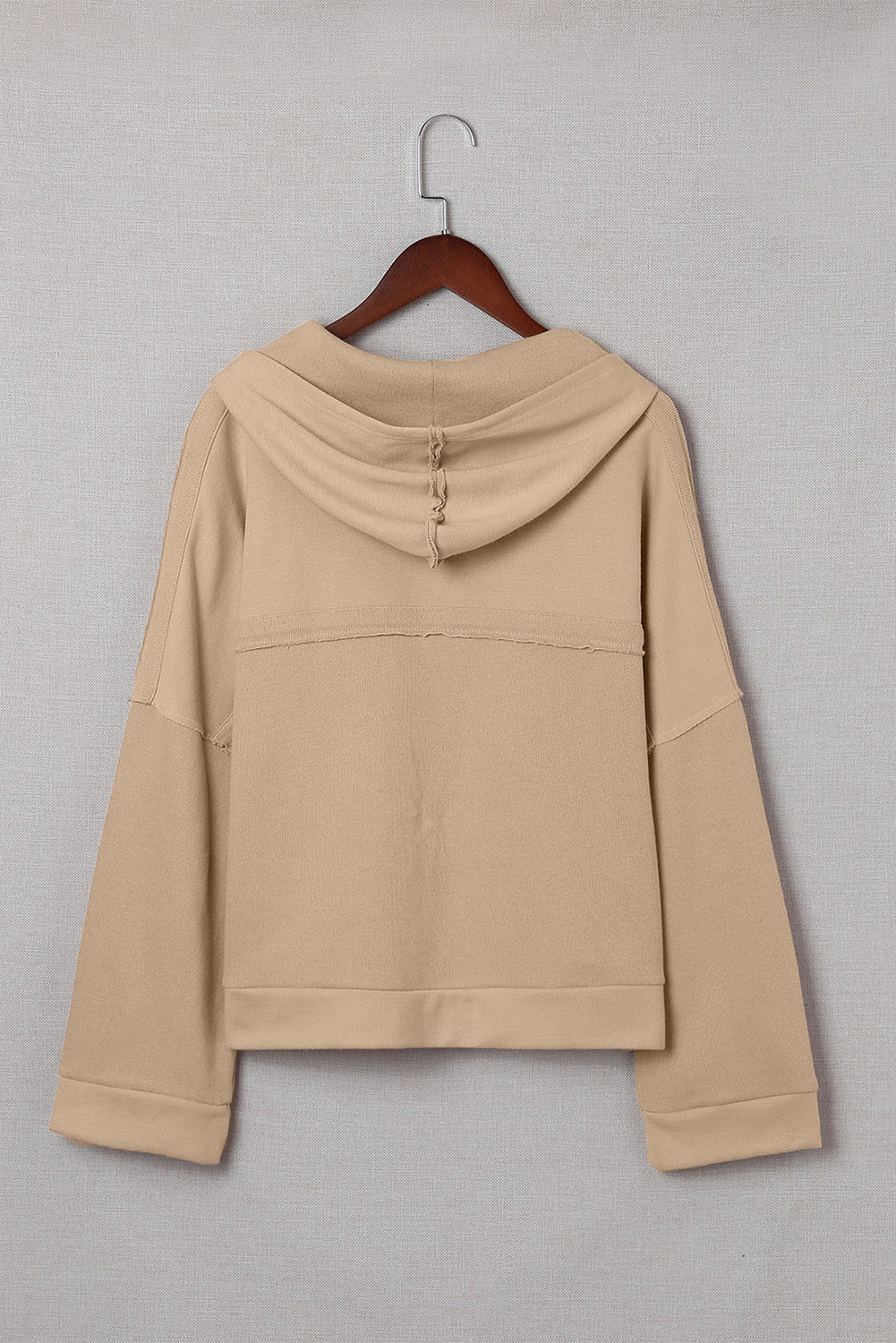 Plain Casual Button Front Pullover Hoodie