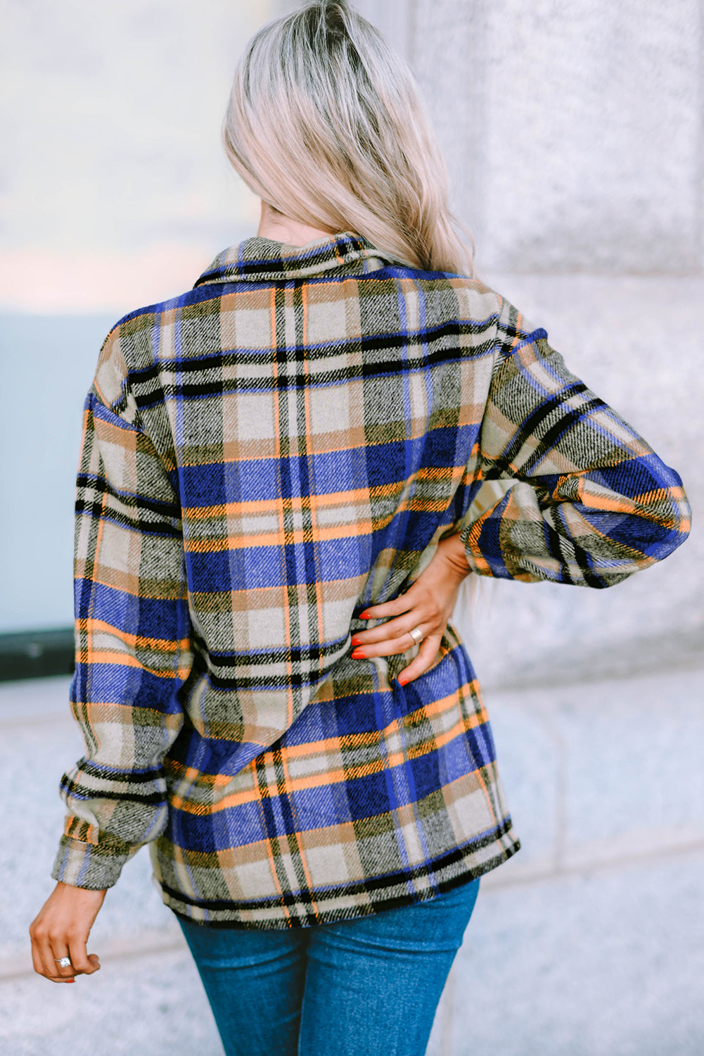 Plaid Button Up Long Sleeve Flannel Jacket